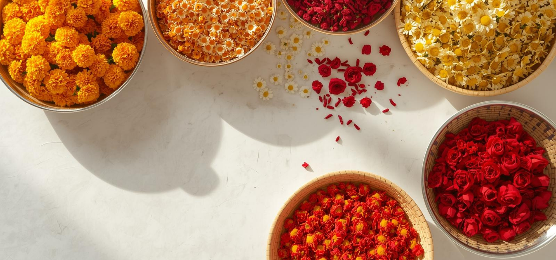 Daily Puja Traditional Temple Decoration with Marigold Flowers